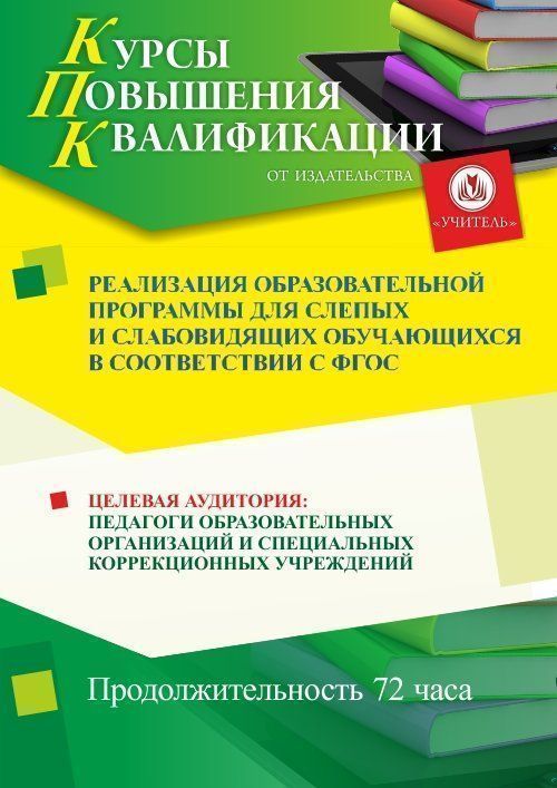 Реализация образовательной программы для слепых и слабовидящих обучающихся в соответствии с ФГОС (72 ч.) - изображение № 1
