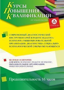 Современный диагностический инструментарий в работе педагога-психолога общеобразовательной организации: диагностика социально-психологической сферы обучающихся (16 ч). - изображение № 1