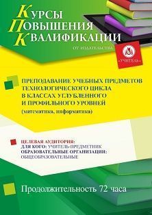 Преподавание учебных предметов технологического цикла в классах углубленного и профильного уровней (математика, информатика) (72 ч.) - изображение № 1