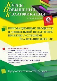 Инновационные процессы в дошкольной педагогике: практика успешной реализации ФГОС ДО (72ч.) - изображение № 1