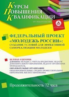 Федеральный проект «Молодежь России»: создание условий для эффективной самореализации молодежи (72 ч.) - изображение № 1