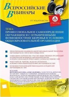 Вебинар &quot;Профессиональное самоопределение обучающихся с ограниченными возможностями здоровья в условиях общеобразовательной организации&quot; - изображение № 1