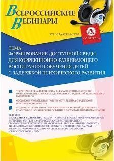 Вебинар &quot;Формирование доступной среды для коррекционно-развивающего воспитания и обучения детей с задержкой психического развития&quot; - изображение № 1